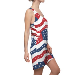 USA Flagge Racerback Kleid 4. Juli Vierte Bekleidung Frauen Pathrmanic Amerika Cut & Sew Sommerkleid 4. Juli Outfit USA In anschließende Unabhängigkeitstag Abnutzung