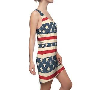 USA Flagge Racerback Kleid 4. Juli Vierte Bekleidung Frauen Pathrmanic Amerika Cut & Sew Sommerkleid 4. Juli Outfit USA In anschließende Unabhängigkeitstag Abnutzung
