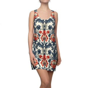 Rot, Weiß und Blau Floral Racerback Kleid Frauen Patriotic Amerika Cut & Sew Sommer Kleid 4