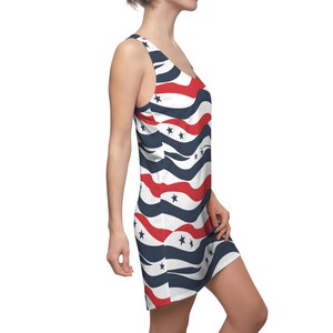 USA Flagge Racerback Kleid 4. Juli Vierte Bekleidung Frauen Pathrmanic Amerika Cut & Sew Sommerkleid 4. Juli Outfit USA In anschließende Unabhängigkeitstag Abnutzung