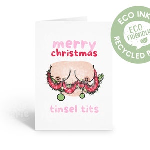 Feliz Natal Tinsel T*ts Cartão de felicitações de Natal