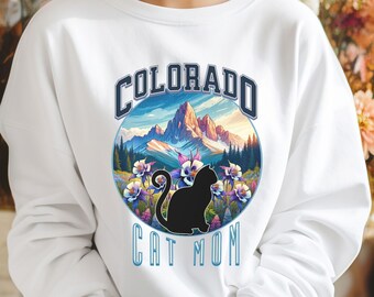 Colorado Cat Mom sweatshirt, States crewneck, moving away present for-her, cat mama gift, collegiate style sweater-shirt