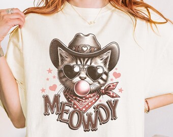 Meowdy Cowboy Cat Shirt: Funny Western Graphic Tee