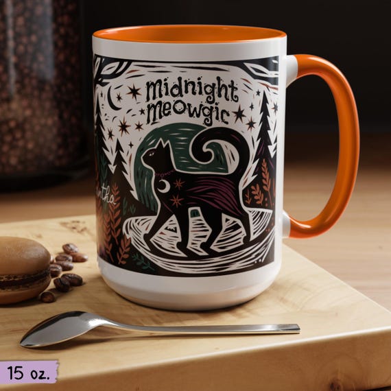 Personalized Witchy Cat Coffee Mug, Mystical Magical Black Cat Cup, Halloween Wiccan Mug, Perfect Gothic Gift for Witches, Cat Lovers
