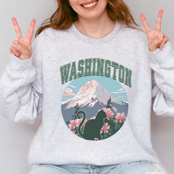 Washington Cat Lover Sweatshirt, States crewneck, moving away present for-her, cat mama gift, collegiate style sweater-shirt
