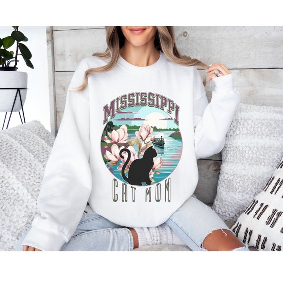 Cat mom sweatshirt, Mississippi States crewneck, moving away present for-her, cat mama gift, collegiate style sweater-shirt