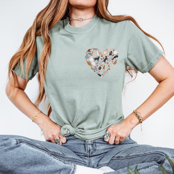 Heart Kitties Comfort Colors Tee: Whimsical Cat Lover Shirt