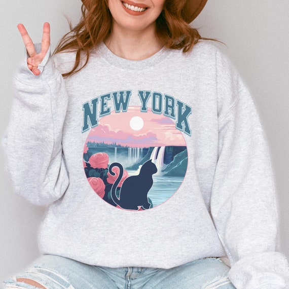 New York Cat Lover Sweatshirt, Home State Collegiate Crewneck, Cat Lover Gift