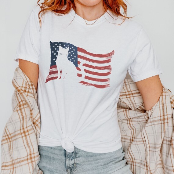 Trendy July 4th USA Cat and American Flag Comfort Colors® Tee, Cute Cat Gift for Her, Cozy Independence Day, Election Unisex T-shirt