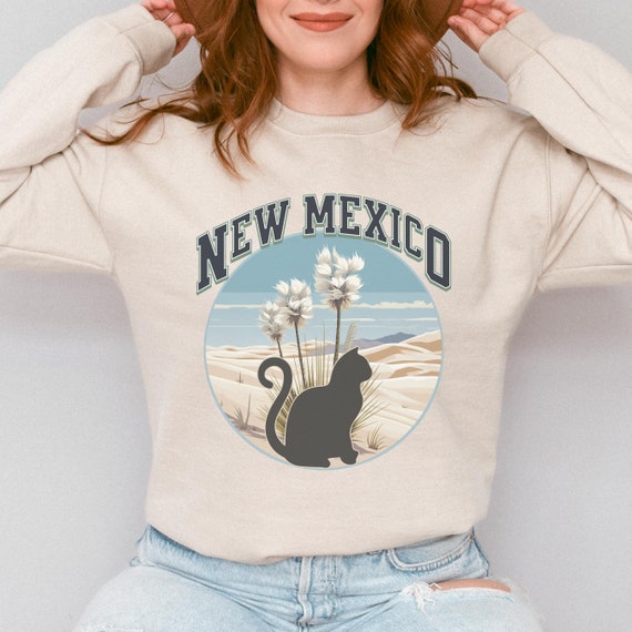New Mexico Cat Lover Sweatshirt, States crewneck, moving away present for-her, cat mama gift, collegiate style sweater-shirt