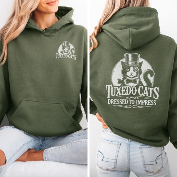Funny Tuxedo Cat Hoodie: Dressed to Impress Graphic Sweatshirt