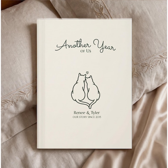Personalized Cat Couple Journal, Anniversary Memory Book, Custom Keepsake Notebook