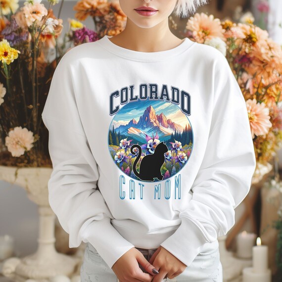 Colorado Cat Mom sweatshirt, States crewneck, moving away present for-her, cat mama gift, collegiate style sweater-shirt