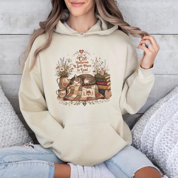 Rescue Cat Sweatshirt, Cottagecore Cat Lover Gift, Cozy Cat Mom Shirt, Vintage Book Lover Hoodie, Adopt Dont Shop Comfort Colors Tee