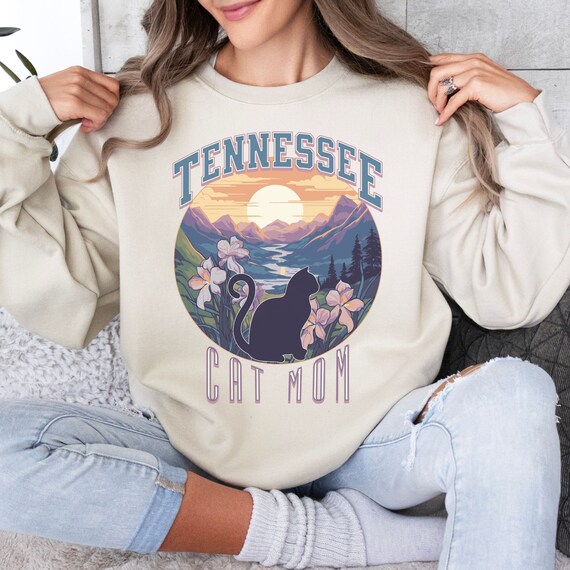 Cat mom sweatshirt, Tennessee States crewneck, moving away present for-her, cat mama gift, collegiate style sweater-shirt