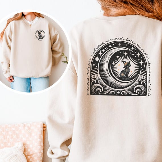 Witchy Black Cat Sweatshirt: Personalized Halloween Crewneck
