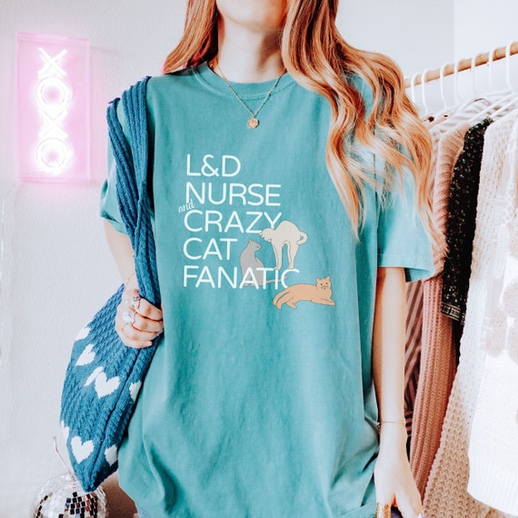 Personalized shirt, custom nurse gift for cat lovers, Comfort Colors® tee, student nurse graduation present, retired nurse gift, cute cats