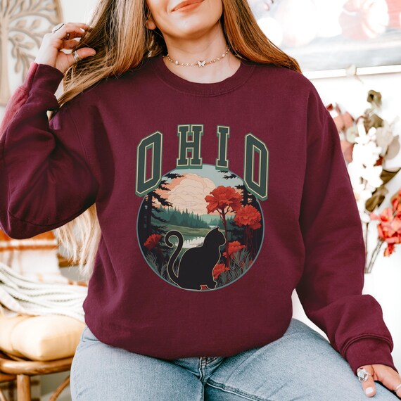 Ohio Cat Lover Sweatshirt, States crewneck, moving away present for-her, cat mom dad gift, collegiate style sweater-shirt