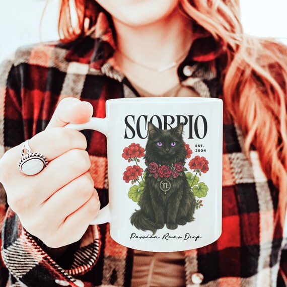 Personalized Scorpio Cat Mug: Custom Zodiac Coffee Cup