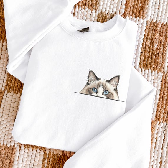 Peeking Ragdoll Cat Sweatshirt: Cute Kitty Pocket Design