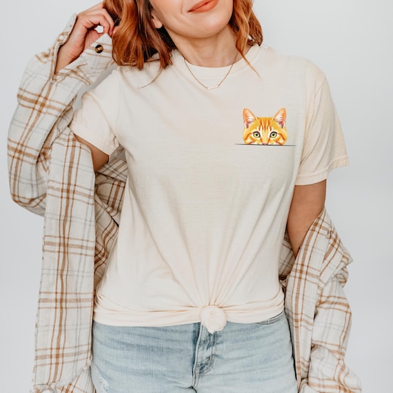Orange Tabby Cat T-Shirt: Comfort Colors Pocket Design