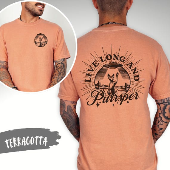 Whimsical Sphynx Cat UFO T-Shirt: Live Long and Purrsper