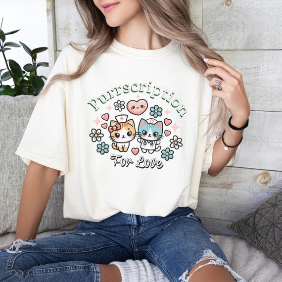 Kawaii Nurse Kitties T-Shirt: Retro Valentine Cat Lovers Tee