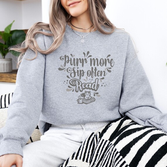 Cute Reading Shirt, Cat Lover Sweatshirt, Coffee Book Lover Gift, Reading Shirt, Unisex Sweater, Cozy Pullover, Bookworm