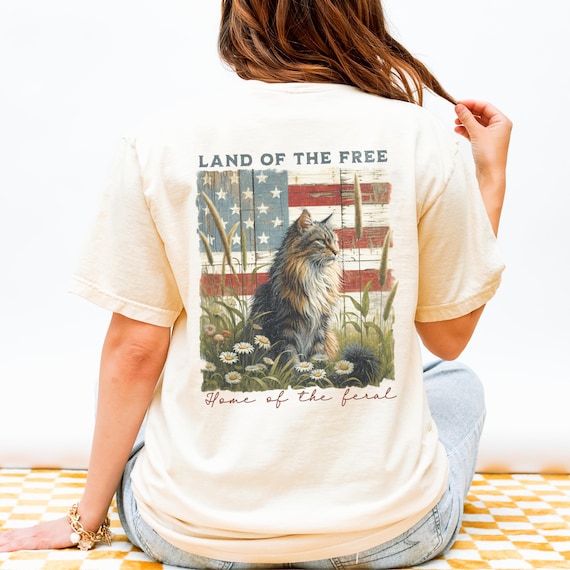 Comfort Colors Patriotic Cat Tee, Funny 4th of July Shirt, America Cat Lover Gift, Independence Day Animal Shirt, Vintage Vibe