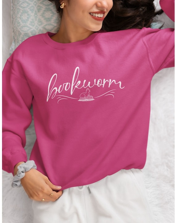 Bookworm sweatshirt, cat person homebody shirt, slouchy oversized reading sweater for-her, Grandma Mothers Day, bestfriend gift
