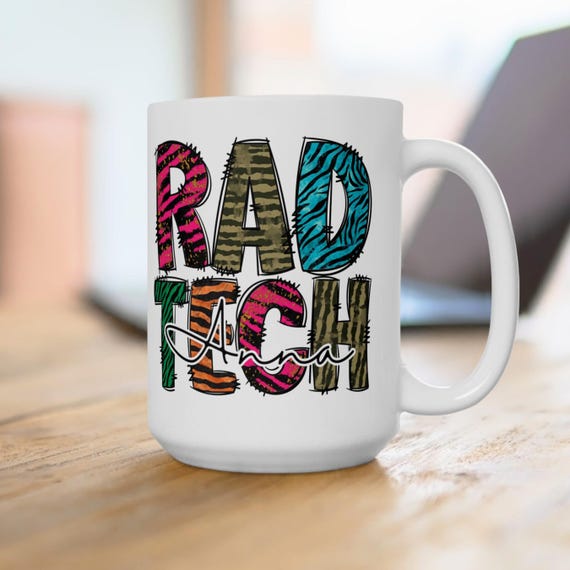 Personalized Rad Tech Mug: Tiger Stripe Coffee Cup, Radiology Gift