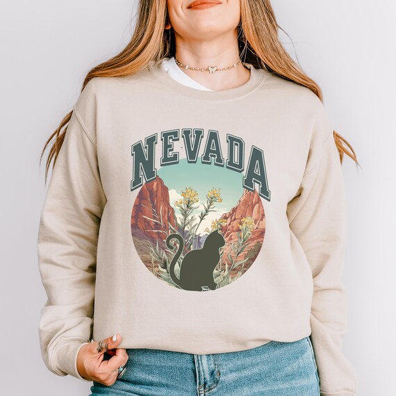 Nevada Cat Lover Sweatshirt, States crewneck, moving away present for-her, cat mama gift, collegiate style sweater-shirt