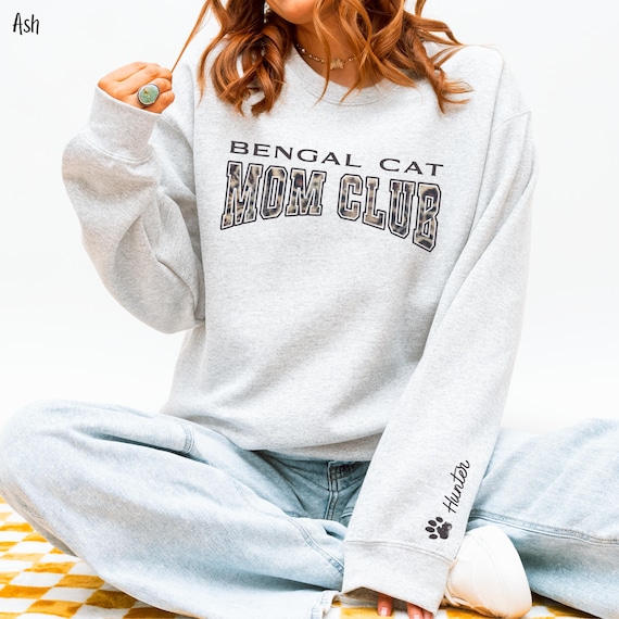 Bengal Cat Mom Sweatshirt, Spotted Lettering Crewneck, Cat Lover Gift