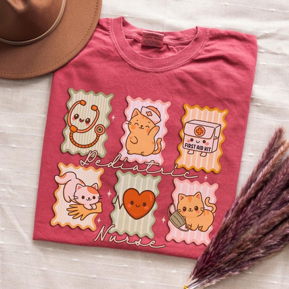 Pediatric Nurse Cat Shirt: Comfort Colors RN Gift