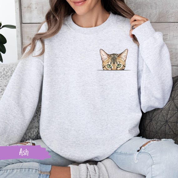 Bengal Cat Sweatshirt: Peeking Kitty - Feline Lover Gift