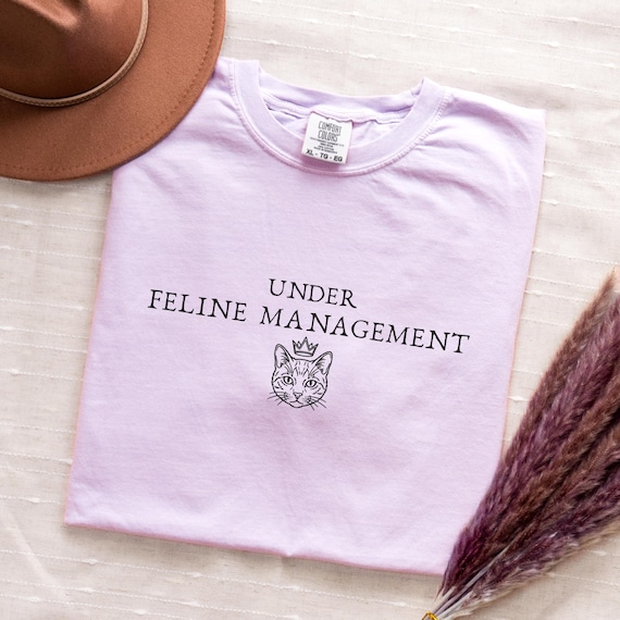 Under Feline Management Cat Shirt, Minimalist Cat Mom Dad Tee