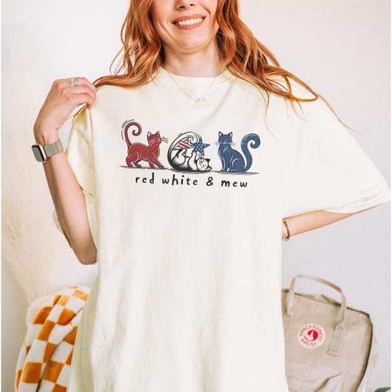 Comfort Colors USA Cat Shirt, 4th of July Cat Lover Tee, Funny Patriotic Cat T-Shirt, USA Kitty Graphic Tee, Independence Day Unisex Shirt