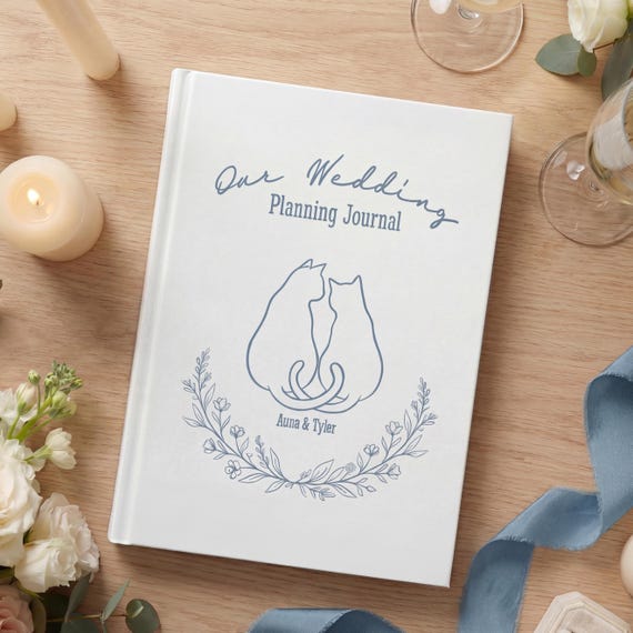 Personalized Cat Lover Wedding Planner Journal, Engagement Gift