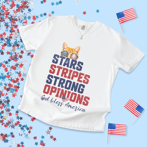 Peeking Cat Stars and Stripes Shirt, July 4th Patriotic Cat Tee, Cute Independence Day Shirt, Fourth of July T-Shirt, USA Cat Lover Gift