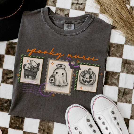 Spooky Nurse Comfort Colors Shirt: Retro Halloween RN Tee