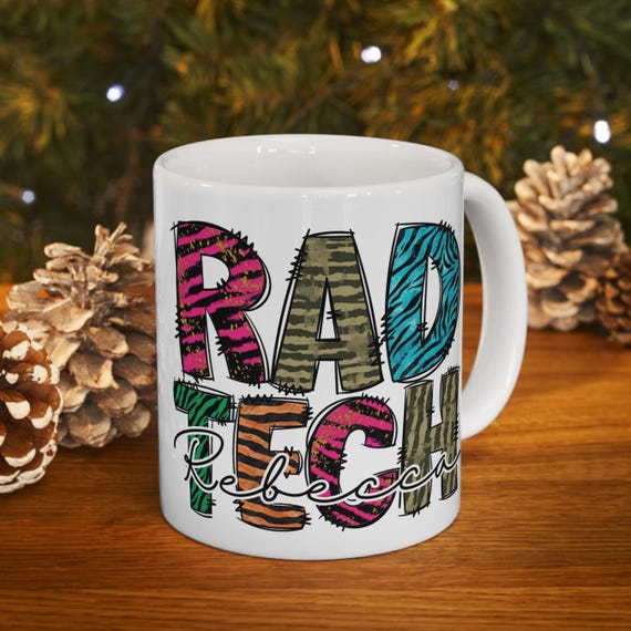 Personalized Rad Tech Mug: Tiger Stripe Coffee Cup, Radiology Gift
