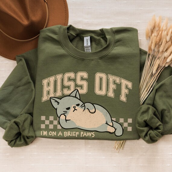 Funny Sassy Cat Sweatshirt, Whimsical Cat Lover Gift, Cool Kitty Crewneck, Comfy Cat-Themed Pullover, Hilarious Meow Top, Gift for-Him