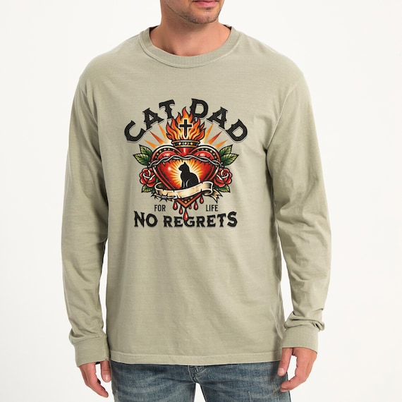 Cat Dad Tattoo Style Shirt, Vintage Cat Lover Gift, Comfort Colors Tee, Cat Parent Shirt, Gifts For Cat Dad