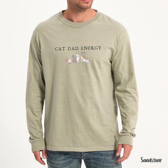 Cat Dad Energy Long Sleeve Shirt, Minimalist Cats, Comfort Colors Tee
