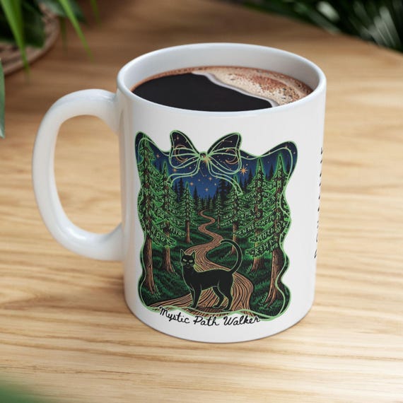 Mystical Black Cat Coffee Mug: Personalized Witchy Gift