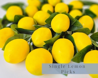 Adornos artificiales de cabezas de limón para primavera y verano. Fáciles de hacer tú mismo. Decoración de mesa, porche o jardín con limones. Suministros para hacer coronas.