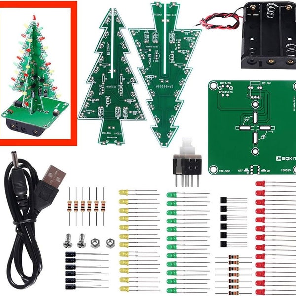 DIY 3D Christmas Tree Soldering Electronic Assemble Kit LED PCB Christmas Tree