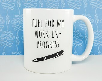 Work in Progress Coffee Mug for Writers, Published Author Ceramic Homeware, Journalist Gift, Gift for Screenwriter, Coffee Lover, WIP