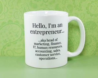 Funny Entrepreneur Coffee Mug, Gift for Small Business Owner Ceramic Homeware, Starting a Business, Jack of All Trades Coffee Cup, Boss Lady