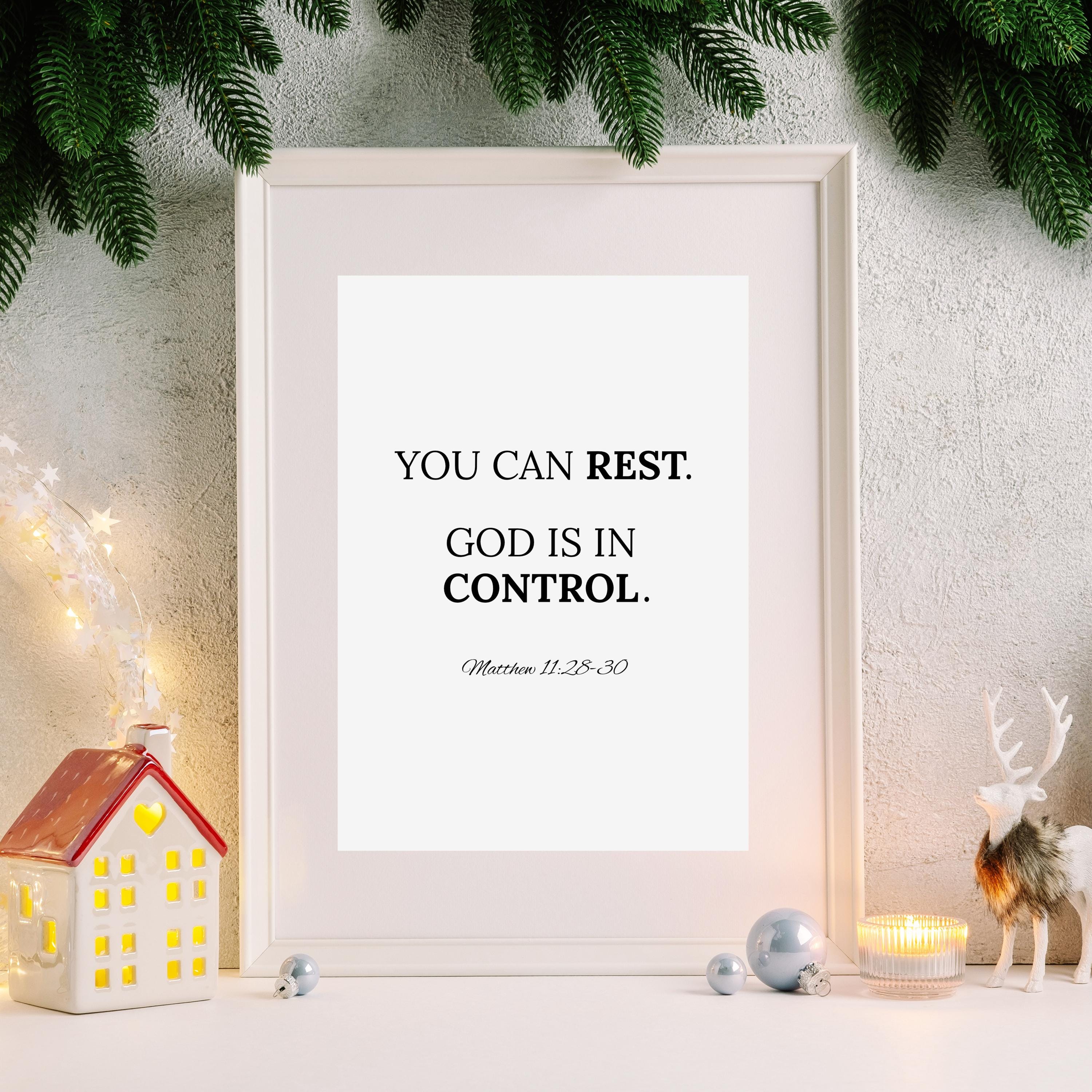 God is in Control Christian Wall Art, Come to Me All Who Are Weary off ...